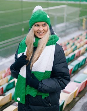 Alternative view of Vilnonis ilgas šalikas „Žaliai Balta Žiema“